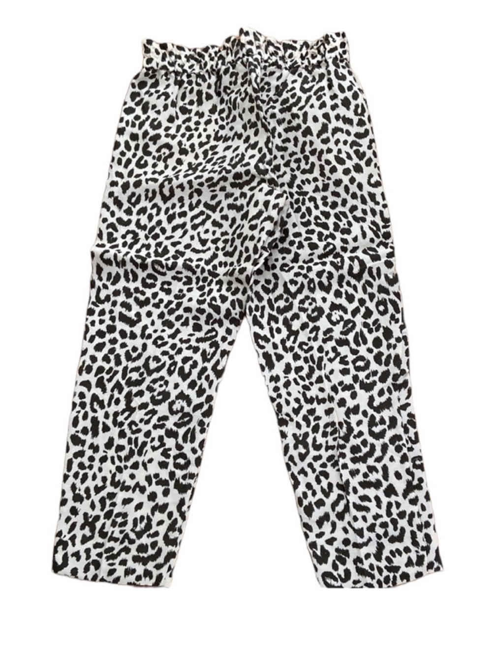 J. Crew Linen Paper Bag stretch waist leopard print trousers size 6 career - Picture 5 of 8
